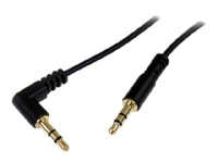 StarTech.com 1 ft. (0.3 m) Right Angle 3.5 mm Audio Cable - 3.5mm Slim Audio Cable - Right Angle - Male/Male - Aux Cable (MU1MMSRA) - Lydkabel - mini-phone stereo 3.5 mm hann til mini-phone stereo 3.5 mm hann - 30 cm - svart - høyrevinklet kontakt - for P