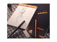 Notesbog Rhodia 180009C A4 80g m/80 sider sort