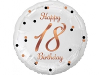 GoDan Happy 18 Birthday folieballong, trykk hvitt, rosa og gull, 18 (GODA2484) - 5902973147933