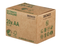 DELTACO Ultimate – Batteri – Svanen miljömärkning 20 x AA / LR6 – alkaliskt