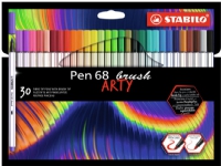 STABILO Pen 68 brush ARTY, 30 farger, Assorterte farger, Pensel tupp, Fiber, Assorterte farger, Sekskantet Skriveredskaper - Fiberpenner & Finelinere - Fine linjer