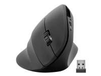 SPEEDLINK PIAVO - Vertikal mus - ergonomisk - høyrehendt - optisk - 5 knapper - trådløs - 2.4 GHz - USB trådløs mottaker - gummisvart - hengeboks
