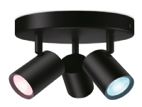 WiZ IMAGEO 3x justerbar spotlight rund plate, Smartlyspunkt, Sort, LED, Ikke-utskiftbare pærer, 2200 K, 6500 K Belysning - Innendørsbelysning - Innbyggings-spot
