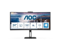 Bilde av Aoc V5 Cu34v5cw - Led-skjerm - Buet - 34 - 3440 X 1440 Wqhd @ 100 Hz - Va - 300 Cd/m² - 3000:1 - 1 Ms - Hdmi, Displayport, Usb-c - Høyttalere/webkamera - Svart