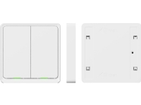 Tesla Smart Switch Dual Battery, Trådlös, ZigBee, Vit, 2 kanaler, 2400 MHz, 25 m