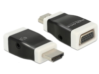 Delock – Adapter för video / ljud – HDMI hane till HD-15 (VGA) mini-phone stereo 3.5 mm hona – svart vit