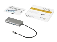 StarTech.com USB C-multiportadapter – USB-C Mini-resedocka med 4K HDMI eller 1080p VGA – 3x USB 3.0-hubb SD GbE Audio 100 W PD Pass-through – Bärbar dockningsstation för bärbar dator/surfplatta – Dockningsstation – USB-C – VGA HDMI – GigE