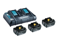 Makita DC18RD - Batterilader + batteri 3 x - Li-Ion - 5 Ah - 2 x batterier lades El-verktøy - Batterier og ladere - Batterier for Prof