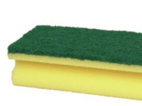 Skursvamp 14x7x4,2cm – Grön/gul nylon/polyester/polyeter grov skursvamp -10st
