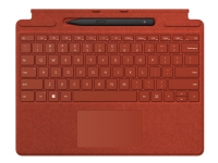 Microsoft Surface Pro Signature Keyboard - Tangentbord - med pekplatta, accelerometer, Förvarings- och laddningsfack för Surface Slim Pen 2 - vallmoröd - med Slim Pen 2 - för Surface Pro 8