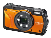 Ricoh WG-6 – Digitalkamera – kompakt – 20.0 MP – 4 K / 30 fps – 5x optisk zoom – undervatten upp till 20 m – orange