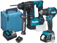 Makita Cordless combo kit DLX2454AJ drill driver + rotary hammer 18V (blue/black 2x Li-ion battery 2.0Ah MAKPAC)
