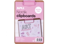 Apli utklippstavle APLI Nordik, A5 tavle, tre, med metallklemme, pastellrosa