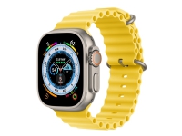 Apple Watch Ultra - 49 mm - titan - smartklokke med Havbånd - fluorelastomer - gul - håndleddstørrelse: 130-200 mm - 32 GB - Wi-Fi, LTE, UWB, Bluetooth - 4G - 61.3 g Sport & Trening - Pulsklokker og Smartklokker - Smartklokker