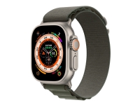 Apple Watch Ultra – 49 mm – titan – smartklokke med Alpine Loop – tekstil – grønn – båndbredde: M – 32 GB – Wi-Fi, LTE, UWB, Bluetooth – 4G – 61.3 g