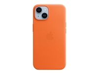 Apple - Baksidedeksel for mobiltelefon - MagSafe-samsvar - lær - oransje - for iPhone 14 Tele & GPS - Mobilt tilbehør - Deksler og vesker