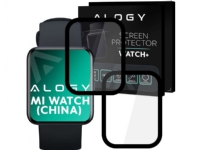Alogy Alogy Full Glue 2x fleksibelt 3D-glass for Xiaomi Mi Watch (Kina-versjon) Svart universal Helse - Pulsmåler - Tilbehør