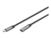 DIGITUS – USB-förlängningskabel – USB-C (hane) till USB-C (hona) – USB 3.1 – 1 m – stöd för 4K – svart