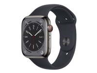 Apple Watch Series 8 (GPS + Cellular) – 45 mm – grafit rostfritt stål – smart klocka med sportband – bandstorlek: standard – 32 GB – Wi-Fi LTE Bluetooth UWB – 4G – 51.5 g