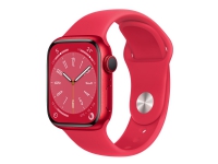 Apple Watch Series 8 (GPS) – (PRODUCT) RED – 41 mm – röd aluminium – smart klocka med sportband – fluoroelastomer – röd – bandstorlek: standard – 32 GB – Wi-Fi Bluetooth – 32 g