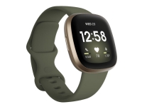 Fitbit Versa 3 – Mjukt guldaluminium – smart klocka med band – silikon – oliv – bandstorlek: S/L – Wi-Fi NFC Bluetooth