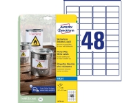 Etiketter Avery J4778-10 hvid 45,7x21,2 mm - til udendørs brug - (10 ark x 48 stk.) Papir & Emballasje - Markering - Etiketter og Teip