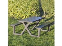 Barnbords- och bänkgrupp HORTUS X-modell svart plywood och antracitfärgad ram (801-090)