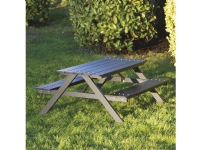 Børne bord-/bænksæt HORTUS A-model sort plywood og alu. stel (801-093) _Grill, bål og terrasse_ - Terrasse - Bord-Benksett