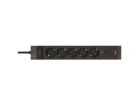 Brennenstuhl Gaming Power Strip LED 5-vändigt 2x USB – svart