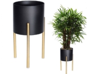 Metal flowerpot cover on a stand black gold 31×15 cm