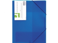 Bilde av Q-connect Folder Med Elastisk Bånd Pp, A4, 400 Mikron, 3-blads, Gjennomsiktig Blå