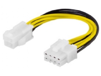 Deltaco SSI-44, 0,1 m, PCI-E (8-pin), ATX (4-pin), Sort, Hvit, Gult