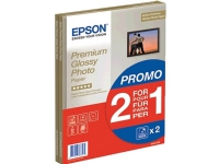 Epson Premium Glossy Photo Paper BOGOF - Blank - A4 (210 x 297 mm) - 255 g/m² - 15 ark fotopapir (en pakke 2) - for EcoTank ET-2650, 2750, 2751, 2756, 2850, 2851, 2856, 4750, 4850 Papir & Emballasje - Hvitt papir - fotopapir