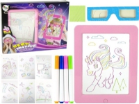LeanToys Magic Illuminated Whiteboard 3D Briller Pink