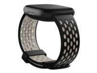 Bilde av Fitbit Sport Band - Klokkestropp For Smart Armbåndsur - Stor Størrelse - Svart, Månehvit - For Fitbit Sense, Versa 3