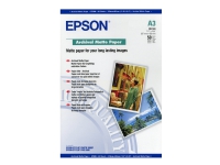 Epson Archival Matte Paper - Matt - A3 (297 x 420 mm) - 192 g/m² - 50 ark papir - for SureColor SC-P700, P7500, P900, P9500, T2100, T3100, T3400, T3405, T5100, T5400, T5405 Papir & Emballasje - Hvitt papir - fotopapir