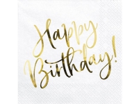 Party Deco Napkins Happy Birthday white – 33 cm – 20 pcs. Universal