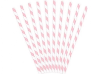 Party Deco Paper drinking straws with stripes light pink 19.5cm 10 pcs universal