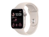 Apple Watch SE (GPS) - 2. generasjon - 44 mm - stjernelysaluminium - smartklokke med sportsbånd - fluorelastomer - stjernelys - båndbredde: Regular - 32 GB - Wi-Fi, Bluetooth - 32.9 g Sport & Trening - Pulsklokker og Smartklokker - Smartklokker