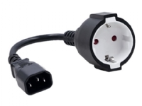 Qoltec - Strømadapter - IEC 60320 C14 til type F (hunn) - AC 250 V - 16 A - 15 cm - svart PC tilbehør - Kabler og adaptere - Strømkabler