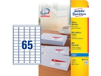 Avery - Hvit - 21.2 x 38.1 mm 1625 stk (25 ark x 65) adresselapper Papir & Emballasje - Emballasje - Etiketter og etiketter