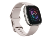 Fitbit Sense 2 - Platinaaluminium - smartklokke med bånd - månehvit - båndbredde: S - NFC, Bluetooth
