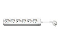 MicroConnect 6-Way Power – Effektband – ingång: ström – utgångskontakter: 6 – 3 m sladd – vit