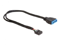 Delock - USB-internkabel - 9-pins USB-header (hunn) til 19-pins USB 3.0-plugg (hann) - 30 cm - svart PC tilbehør - Kabler og adaptere - Datakabler