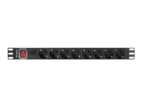 Lanberg - Strømfordelerenhet (kan monteres i rack) - AC 220-250 V - 4000 watt - enkeltfase - inngang: DIN 49441 - utgangskontakter: 8 (DIN VDE 0620-1) - 1U - 19 - 2 m kabel - svart PC & Nettbrett - UPS - Tilbehør UPS