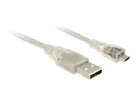 Delock – USB-kabel – mikro-USB typ B (hane) till USB (hane) – USB 2.0 – 50 cm – transparent