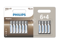 Philips LR03A10BP/10, Engångsbatteri, AAA, Alkalisk, 1,5 V, 10 styck, 5 År