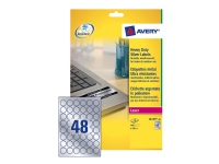 Avery Heavy Duty Laser Labels - Polyester - permanent selv-adhesiv - sølv - 30 mm rund 960 etikett(er) (20 ark x 48) film Papir & Emballasje - Spesial papir - Papirruller - Storformat papir