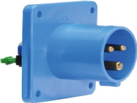 BALS CEE Indtag indbygning H6 230V 16A 3 polet blå lige flange 75×75 mm Quick Connect® IP44 polyamid