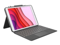 Logitech Combo Touch – Tangentbord och foliefodral – med pekdyna – bakgrundsbelyst – Apple Smart connector – QWERTY – nordiskt (danska/finska/norska/svenska) – oxford-grå – för Apple 10.2-inch iPad Wi-Fi  10.5-inch iPad Pro Wi-Fi  10.9-inch iPad Wi-Fi  iPad Air Wi-Fi